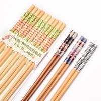 亚马逊印花筷子家用批发楠竹卡通筷子家庭套装五双包装日式竹筷子