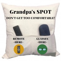 亚马逊创意遥控器收纳带口袋抱枕套跨境亚麻沙发印花靠枕枕头套