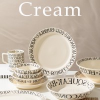 字母罗马印象碗碟套装家用陶瓷深盘饭碗ins风沙拉碗法式英文餐具