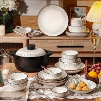 碗北欧陶瓷碗碗碟套装批发家用组合餐具饭碗汤碗面碗双耳碗碟盘子