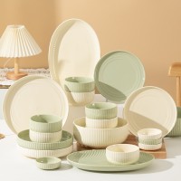 奶油风陶瓷碗碟套装碗家用2023新款小清新餐具高颜值碗筷盘子碗盘