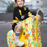 B.Duck小黄鸭正品儿童行李箱可坐骑拉杆箱懒人遛娃可登机旅行箱