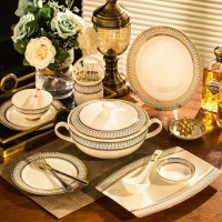景德镇陶瓷器高档骨瓷餐具碗碟套装家用吃饭套碗盘子欧式组合碗碟